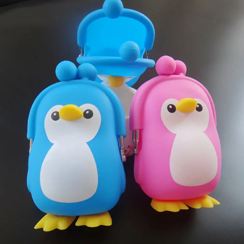 Силиконовый кошелек с рисунком пингвина для мальчиков и девочек, сумка для монет, Детская сумка для ключей, с фабрики, кошелек с застежкой, чехол