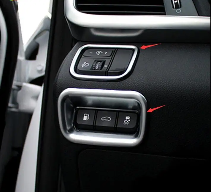 

Car styling fit for KIA Optima K5 2016 ABS Headlight Lamp Switch + Rear Trunk Button Frame Cover Trim 2pcs / set