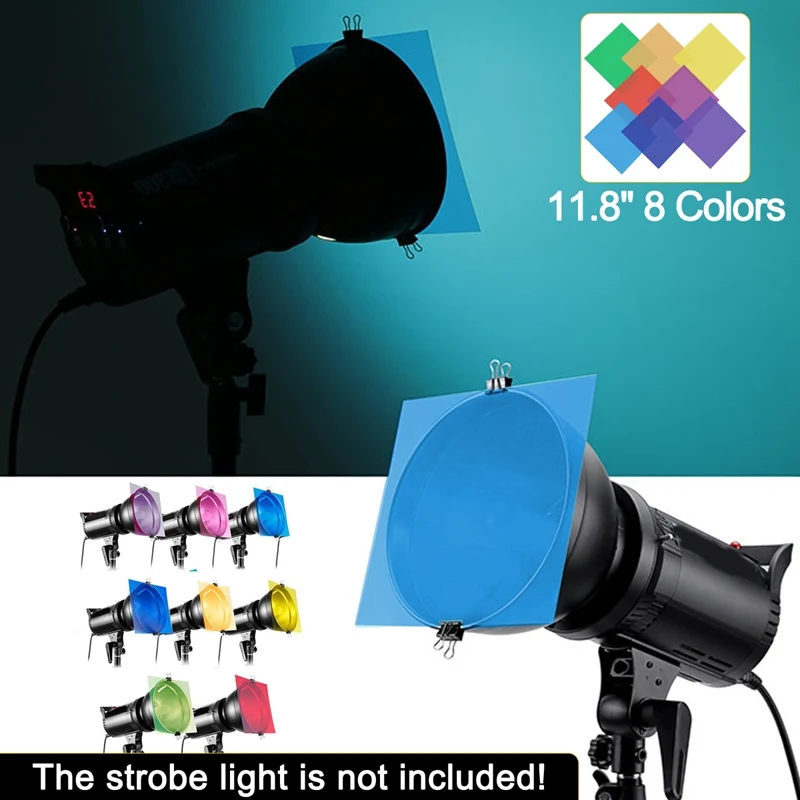 Cheap Chance for  Freya 8Pcs/Set 12 Inch 8 Color PET Gel Filter For Strobe Light Photography Flash Studio Lightin Tra