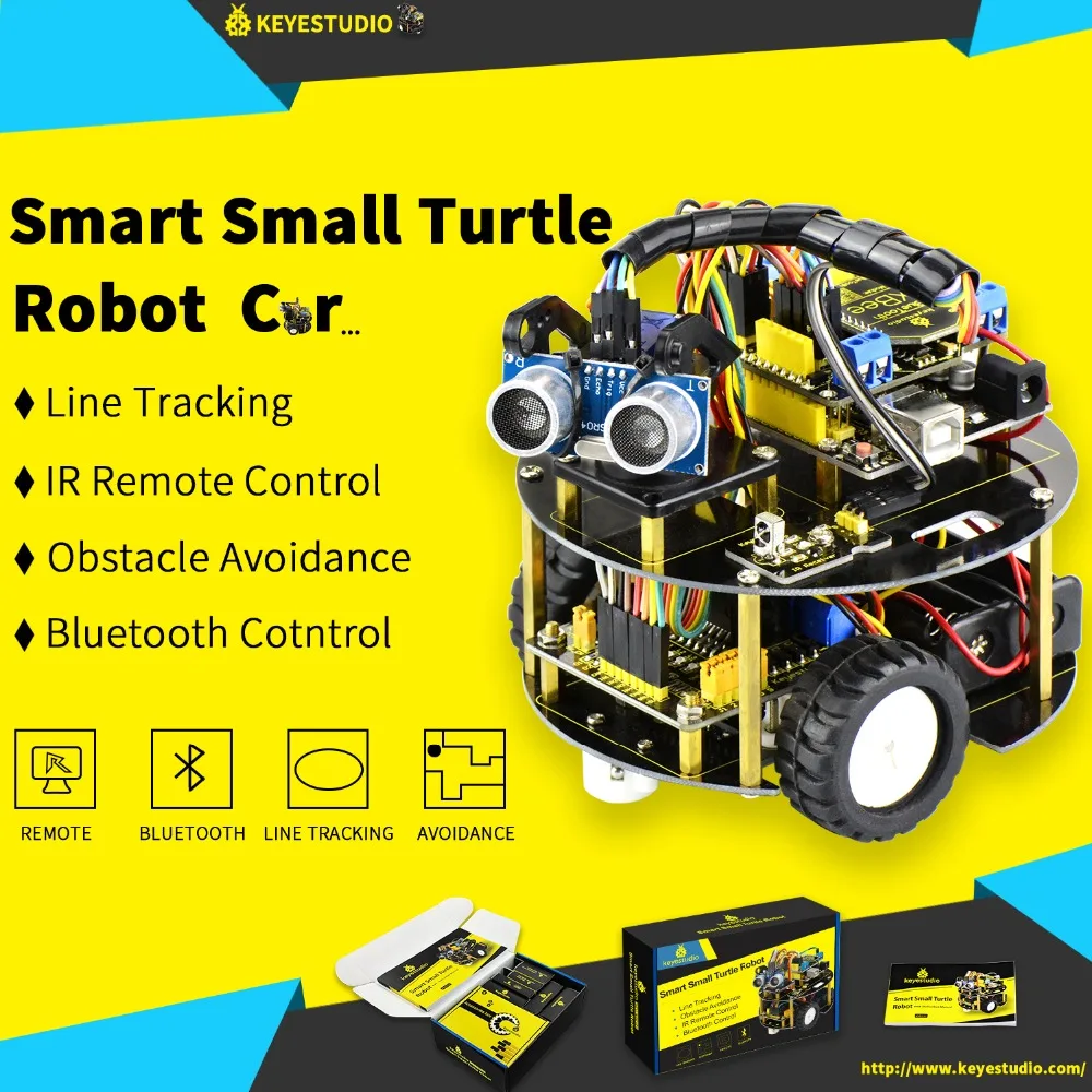 Keyestudio Smart Small Turtle Robot car/Smart car for Arduino Robot Education Programming+Manual+PDF(online)+7 Projects+Video