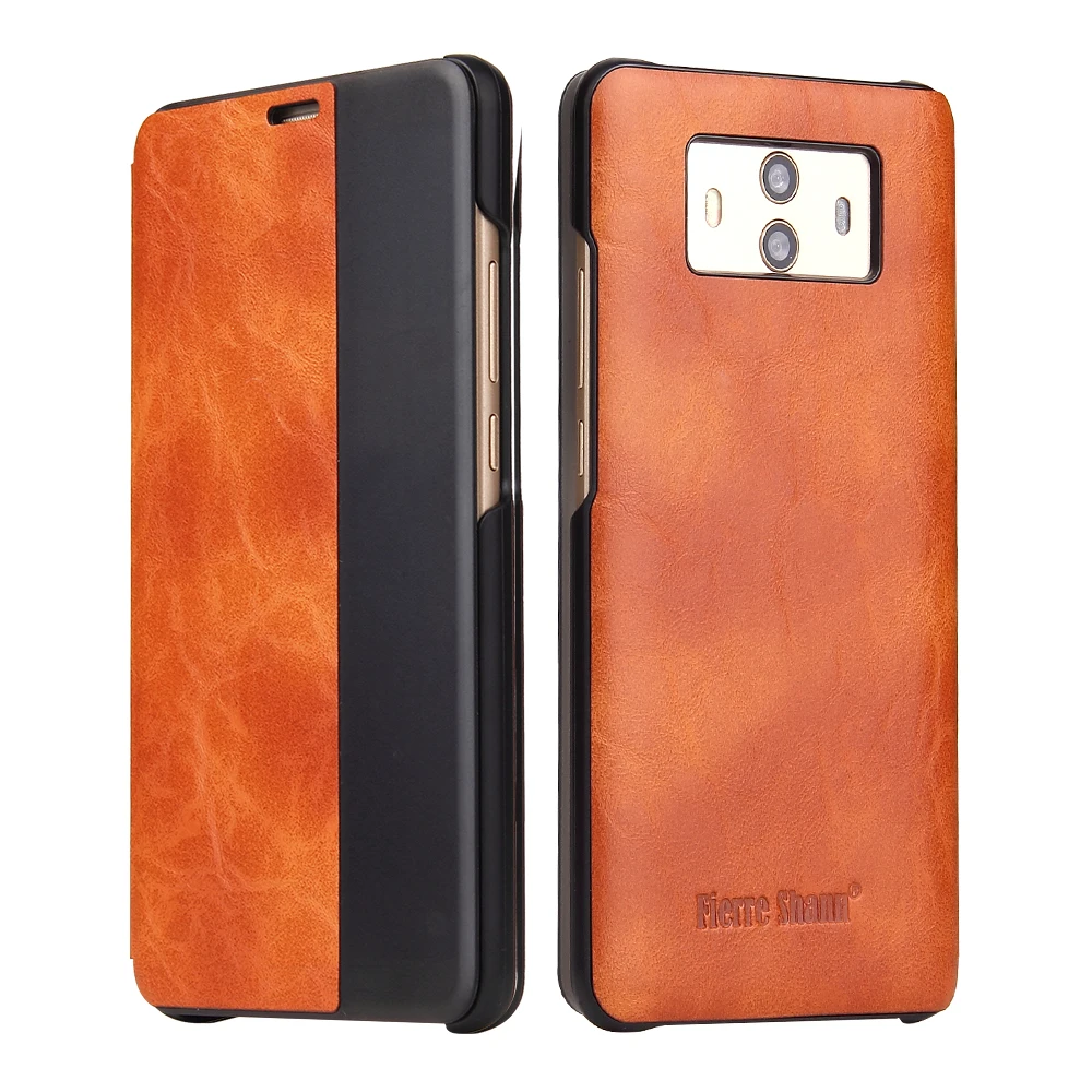 Fierre Shann брендовые панель для Huawei Mate 10 Sir PU Кожаные чехлы телефонов Smart-View Book style Folio