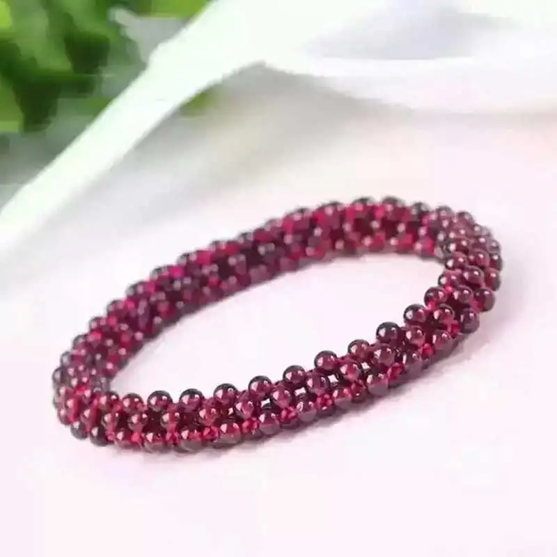 

KYSZDL Natural wine red garnet lap personalized bracelet fashion Women retro garnet bracelet jewelry gifts