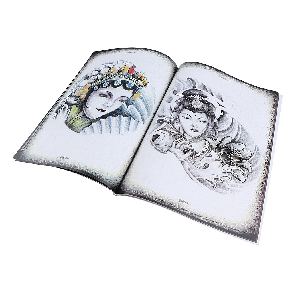 Peking Opera Mask& Dragon& Snake& Flowers татуировки книги, боди-арт татуировки принадлежности A4 70 страниц