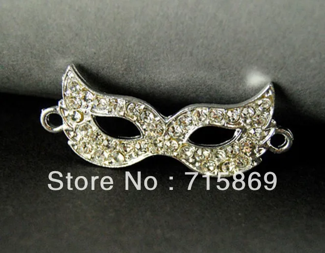 

NEW !10 pcs Silver Plated White Rhinestone Mask Bracelet Connector Free Ship