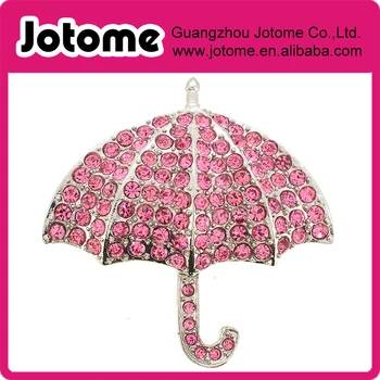 

Pink Umbrella Crystal Pin Brooch 2 x 2 inches