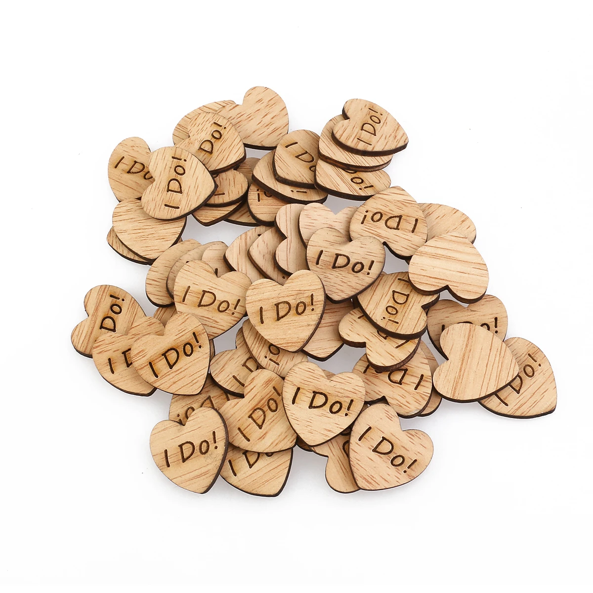 50pcs I Do Wooden Hearts Scrapbooking Embellishments Crafts DIY Craft