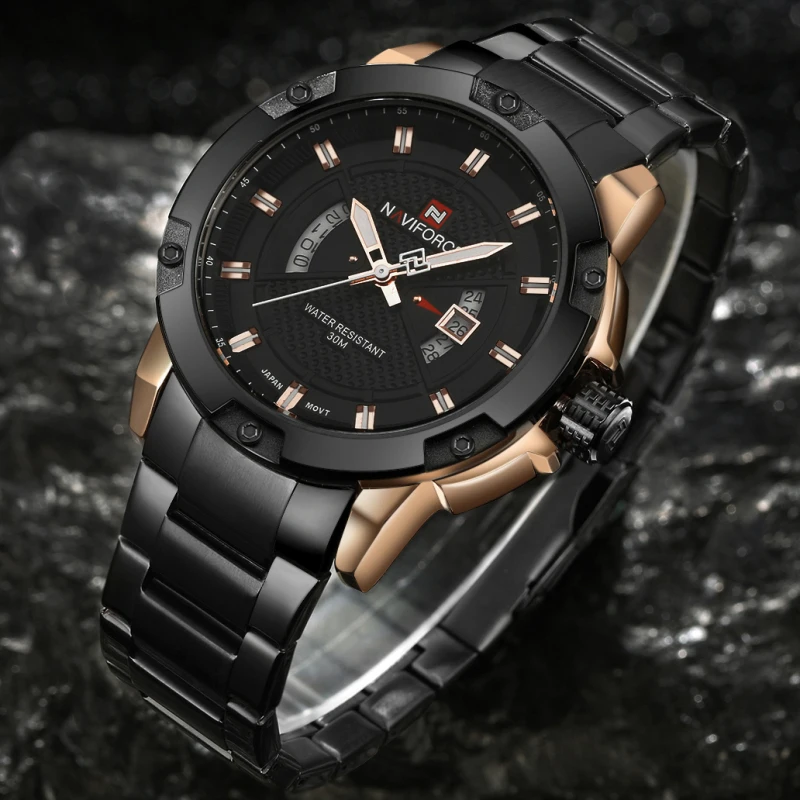 Preise Top Luxus Marke Herren Uhren NAVIFORCE Männer Voller Stahl Datum Wasserdichte Sport Armee Militär Quarz Armbanduhr Uhr Reloj hombre