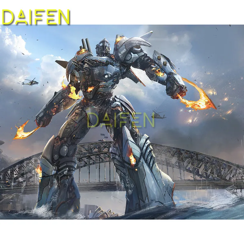 

Full Square Diamond painting Cross stitch The Pacific Ocean bridge war robot DIY Diamond embroidery Full Round Diamond mosaic