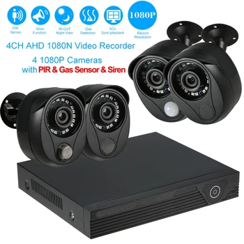 

LEEKGOTECH Cloud-Based 4CH 1080P 2MP DVR CCTV AHD Camera Kit with Alarm Sensor For Home Shop Security