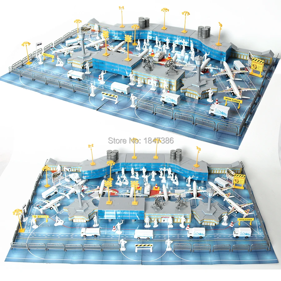 Goede 200 stuks Vliegtuigen Model Playset Model Kits Luchthaven Gemonteerd Speelgoed Vliegtuig Statische Scène Simulatie Luchthaven Eigendom voor Kids