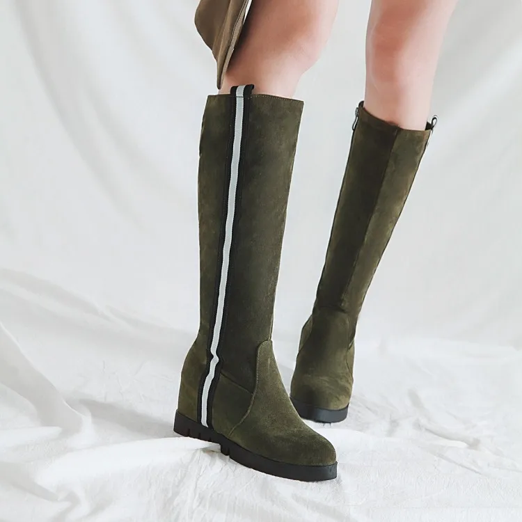 

Big Size 9 10 11 12 thigh high boots knee high boots over the knee boots women ladies boots Side zipper with color stripes