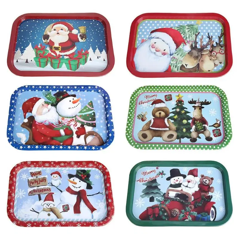 

Creative Cute Christmas Tin Dish Tableware Dinner Plate Food Container Gifts 6styles Christmas plate christmas decorations