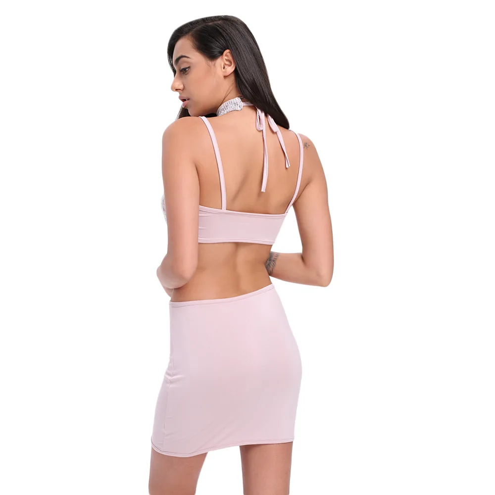 Женский топ на бретельках VESTLINDA с открытой спиной и блестками|Спортивные костюмы|