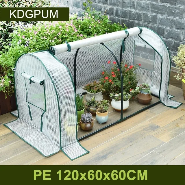 Removable Steel Frame Outdoor Garden Greenhouse Zipper Plants Cover PVC/PE Plastic Green House