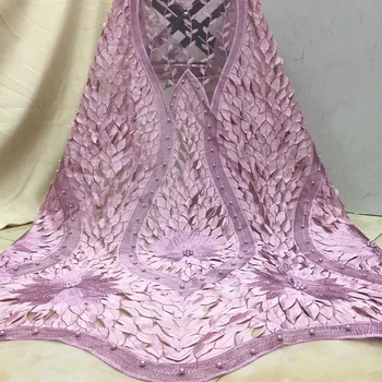 

9 colors (5yards/pc) high quality 3D laser cut African French net lace fabric with lots of beads for party dress FZZ175