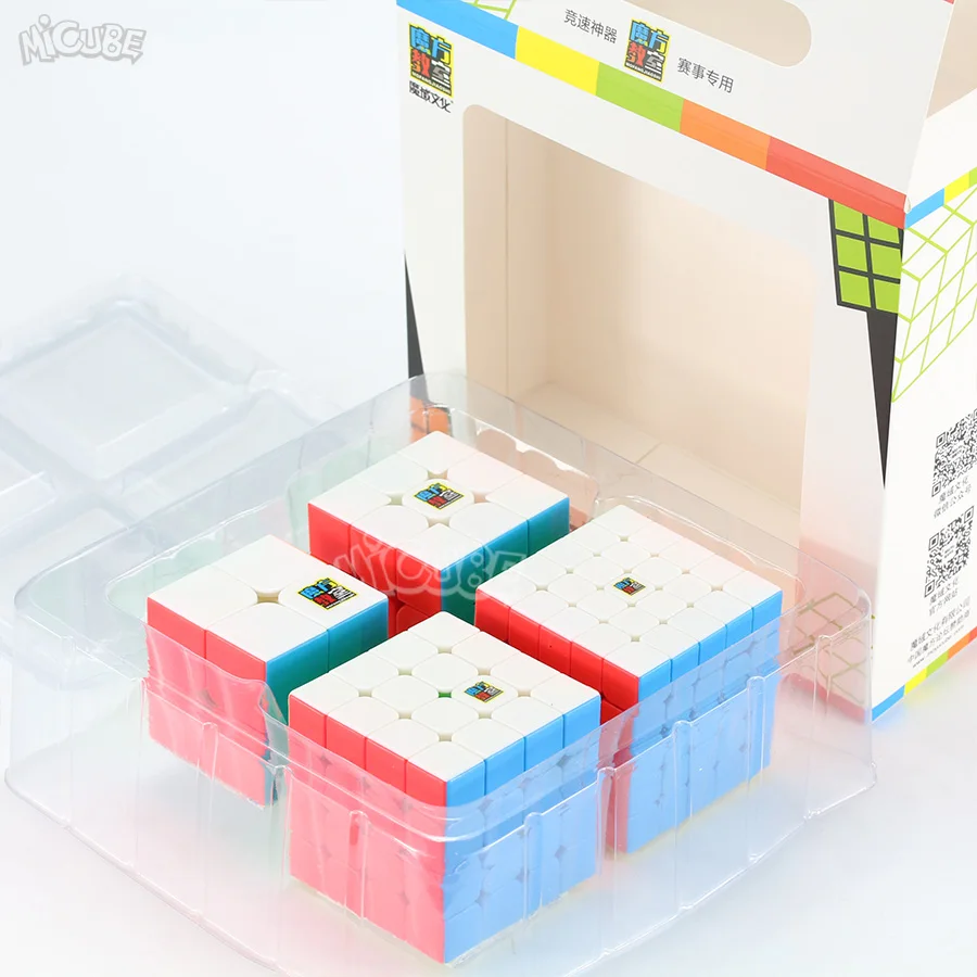 Mofangjiaoshi 2x2/3x3/4x4/5x5 Magic Cube Stickerless 4 шт./компл. подарки коробка Magic Cube Скорость головоломки Игрушечные лошадки для детей подарок на день рождения