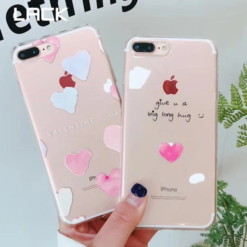 LACK Lovely Cartoon Letters Clear Phone Case For iphone 6 6s Simple Love Heart Soft TPU Cases 7 8 Plus X Back Cover |