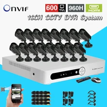 TEATE CCTV 600tvl outdoor Waterproof Camera 16ch HDMI 1080P DVR recorder Kit 16channel security video surveillance system CK-222