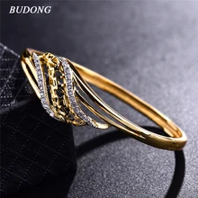 Budong модный бренд витая любовь браслет для Для женщин серебро/золото-Цвет браслет белый CZ циркония свадебные украшения XUZ032