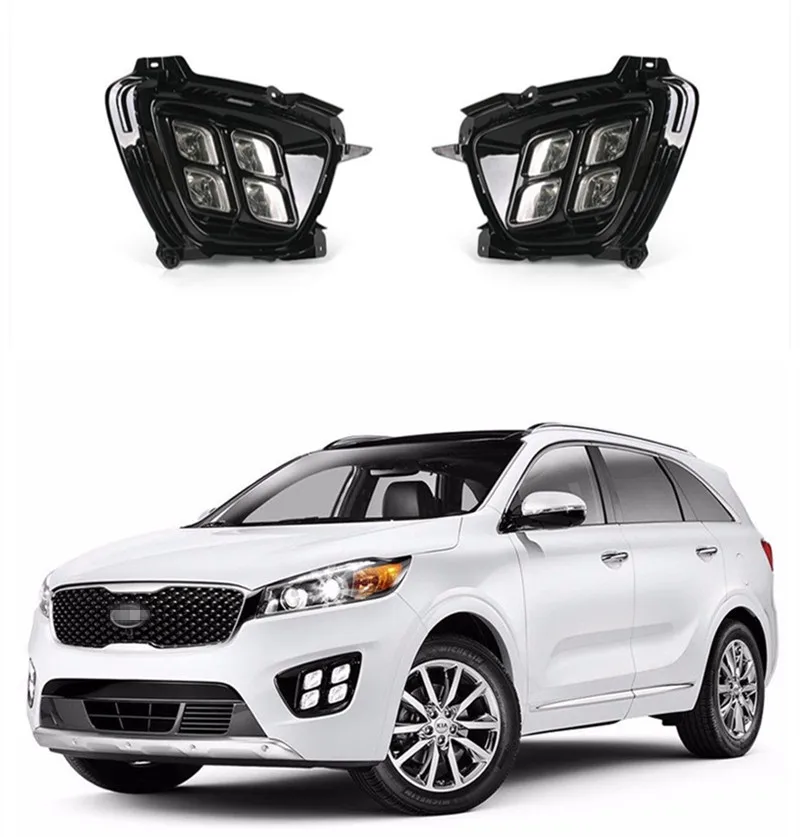 

12V Car LED DRL Daytime Running Light Kits Fog Lamp For KIA New Sorento 2015 2016