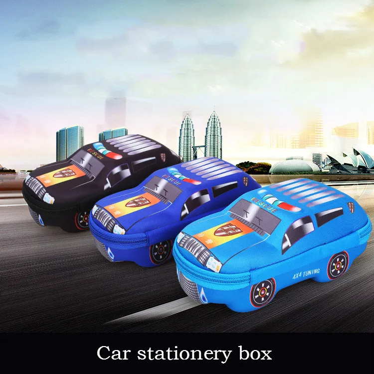 

Creative large canvas pencil case for boys vehicle pencil bag camouflage zipper pencil box Cartoon car stationery bag