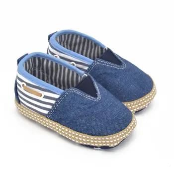 

Summer Autumn Infant First Walkers Baby Denim Striped First Walker Infant Soft Sole Casual Slip-On Toddler Shoes