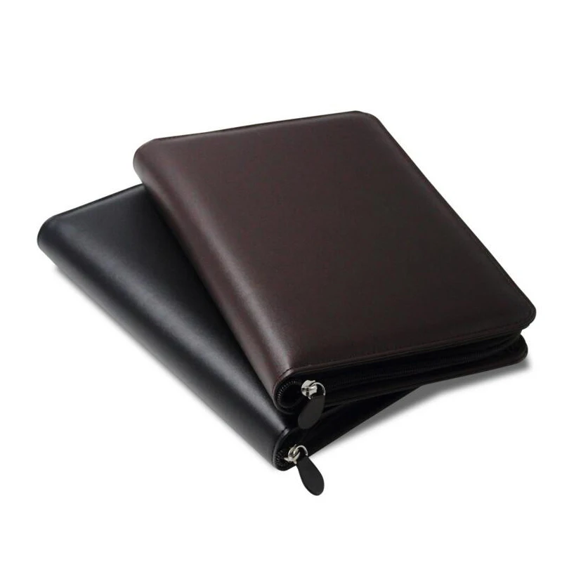 A5 Business PU Leather Diary Cover Agenda Loose Leaf Refill Notebook Journal Spiral Notebook Loose Ring Binder Zipper Pen Clips