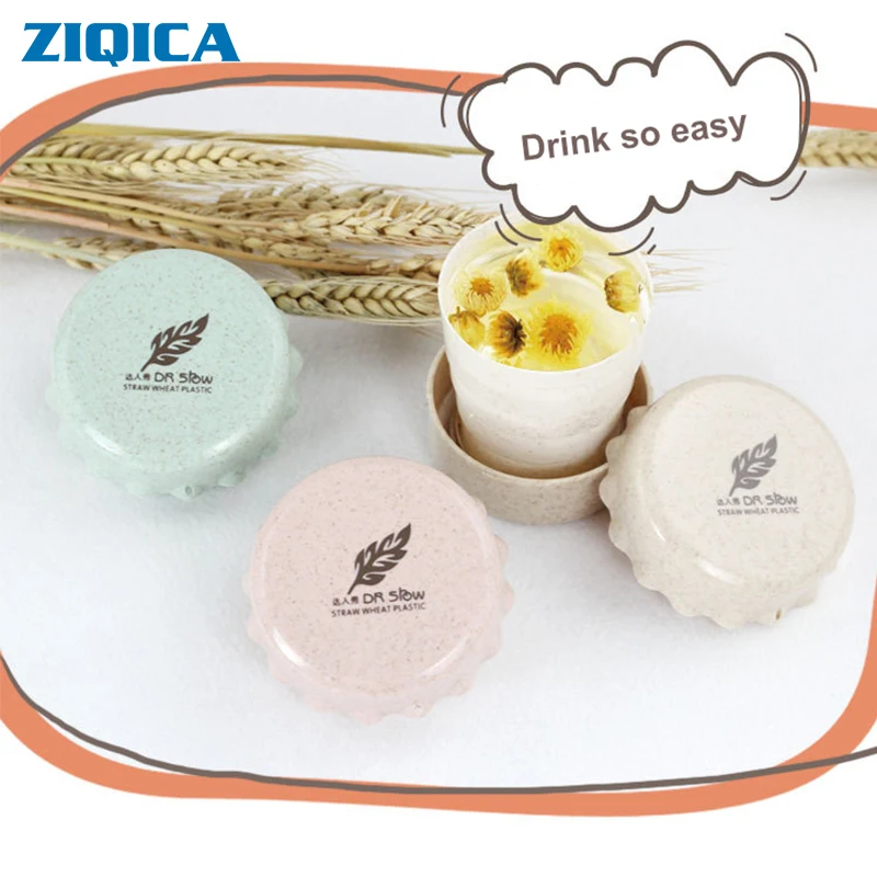 

10pcs 130ml Wheat Travel Telescopic Cup Portable Water Cup Travel Student Cup Compressed Creative Home Folding Cup