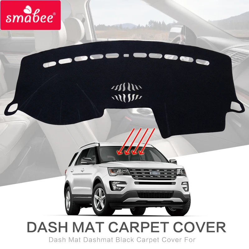 

smabee Dash Mat Dashmat Black Carpet Cover For Ford Explorer 2011-2017 Sunscreen insulation