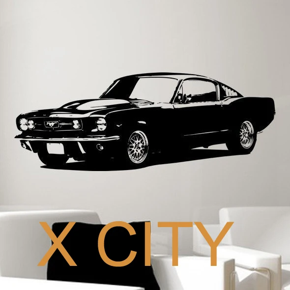 

Retro Old School 1965 Ford Mustang Muscle Car BEDROOM WALL ART GRAPHIC STICKER DIE CUT VINYL DECAL HOME DECOR STENCIL MURAL