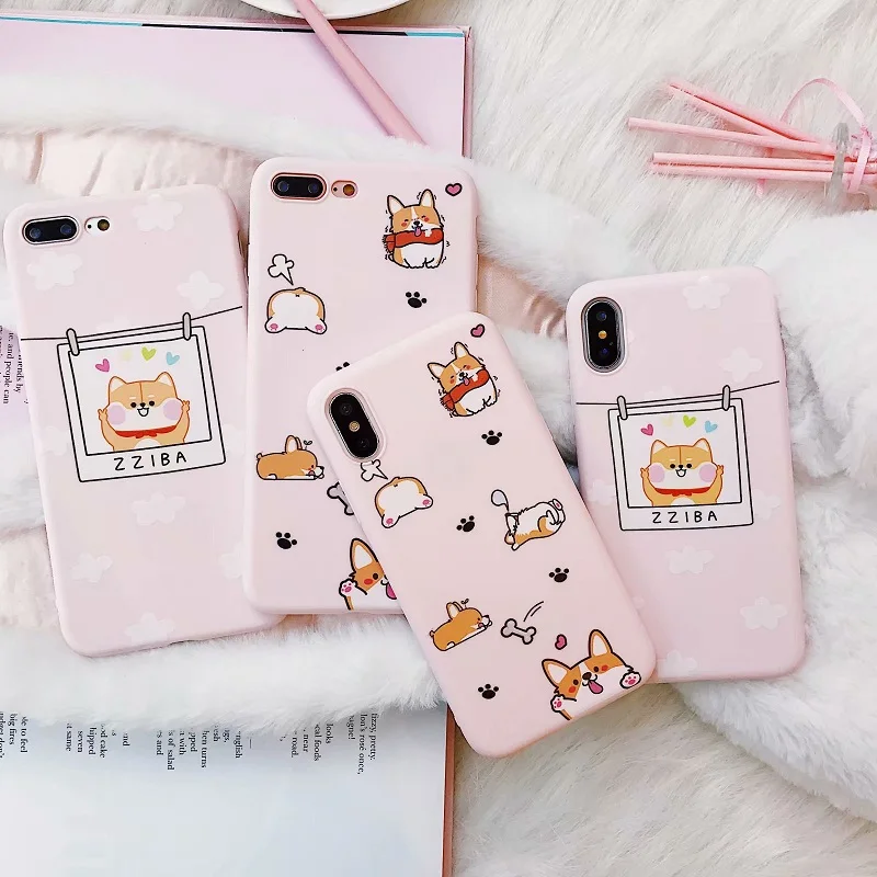 

Cartoon Dog Japanese Korean Style Phone Case For iphone XS Max XR X Soft TPU Case For iphone 7 7plus 6 6S 8 Plus Ultra Thin Capa