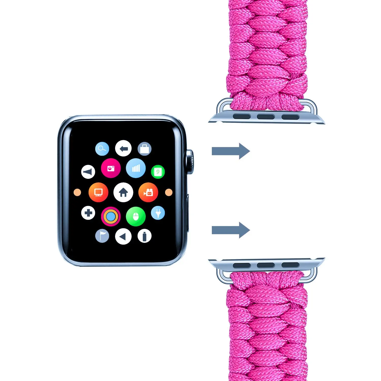 Apple Watch Band, нейлоновые части, парашютный шнур, для спорта на открытом воздухе, кемпинга, активного отдыха, для женщин и мужчин, браслет, ремешок для iWatch Series 5 4 3 2 1