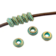 

50pcs Verdigris Patina/Ancient Greek Bronze Small Holder Slider Spacers Beads Fit 3mm Round Leather Cord