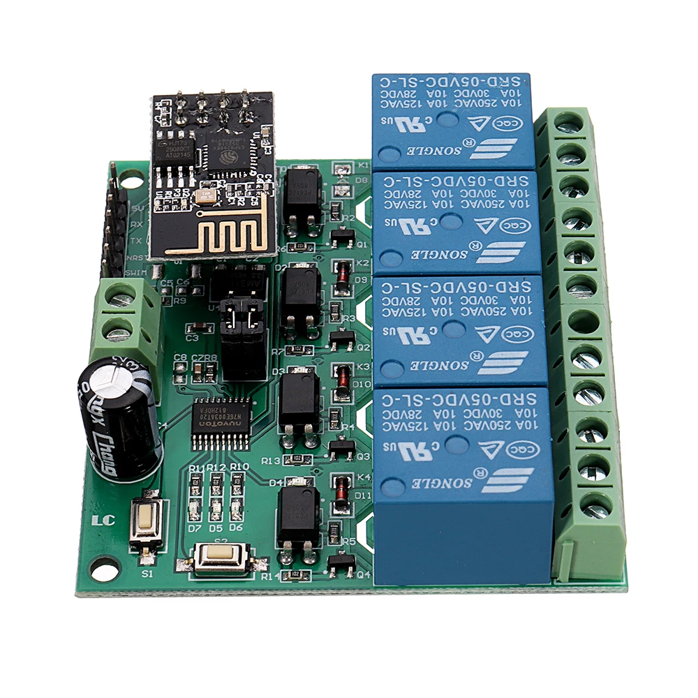 

NEW DC5V ESP8266 Four Channel Wifi Relay Module Smart Home Phone APP Remote Control Switch Integrated Circuits