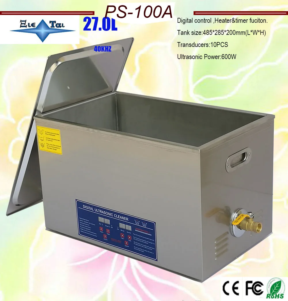 

hot sale free shipping AC110V/220V 40KHz 600W PS-100A digital timer&heater Ultrasonic Cleaner 27L the king of the moto parts