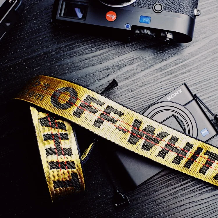 

Yellow Neoprene Off White Photo DLSR Camera Shoulder Neck Sling Hand Strap for Canon nikon pentax sony fuji olympus