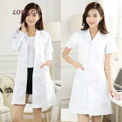 С длинным рукавом Для женщин/Для мужчин белый Спецодежда медицинская пальто медсестра услуг форма Спецодежда медицинская скраб одежда