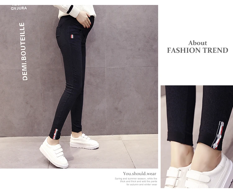 Новая Корейская версия осенние и зимние модные джинсовые для беременных Штаны джокер маленькие ножки джинсовые желудка лифт узкие брюки