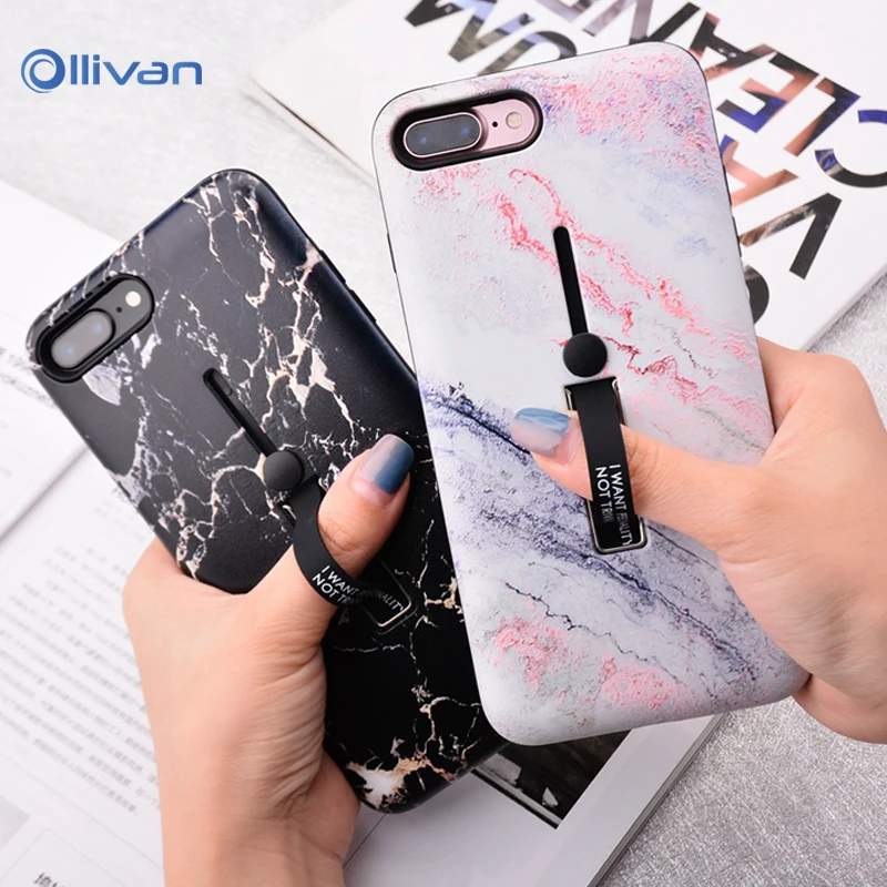 

3D Relief Marble Phone Case for Xiaomi Redmi Note 6 Pro Hide Ring Buckle Phone Holder Silicone Case for Redmi 6 6A 6 Pro Cover