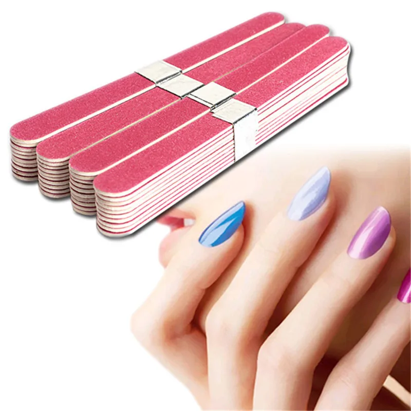 

2 pcs Nail File Manicure Pedicure Buffer Sanding Files Wood Crescent Sandpaper Grit Nail Art Tool Double Sided Thick Stick