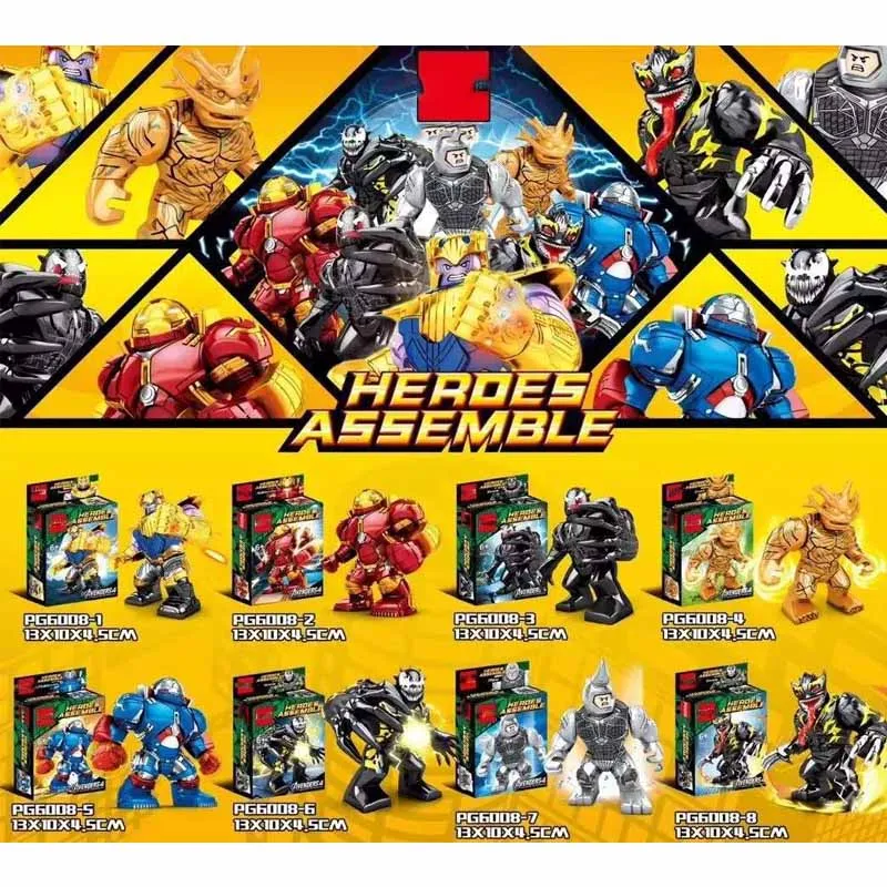 

Marvel Avengers Super heroes series Iron Man venom Thanos Big Doll Action Figures Building Blocks For children Christmas Gifts