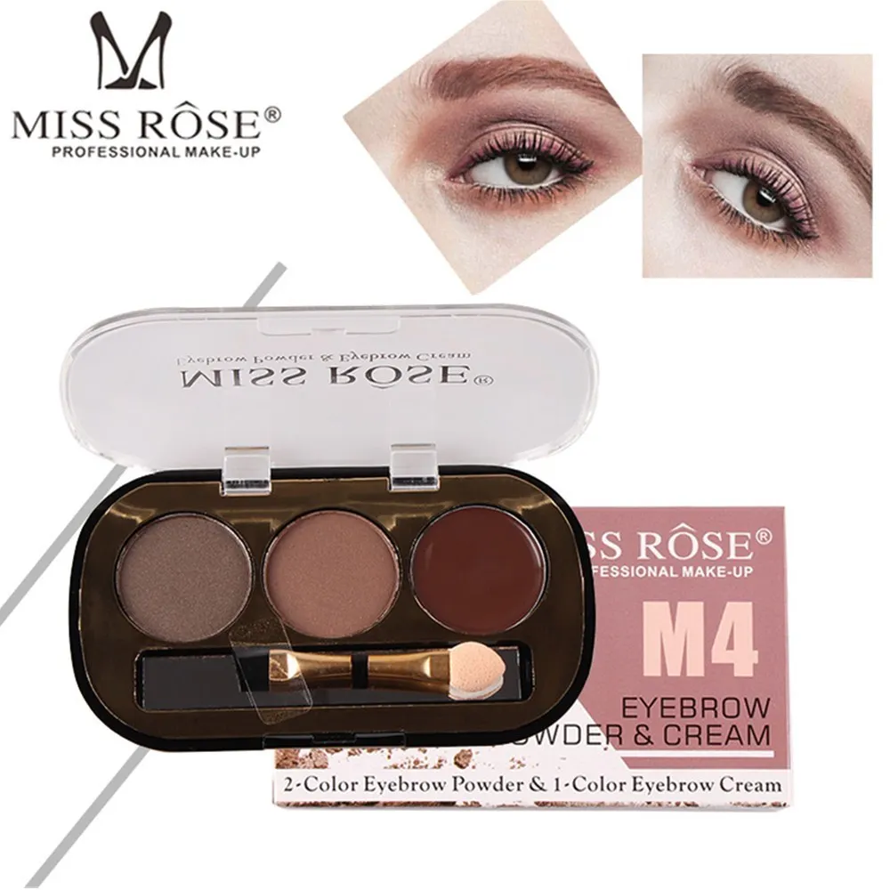 Женская водостойкая палитра для макияжа MISS ROSE бровей с 3d натуральным гелем набор