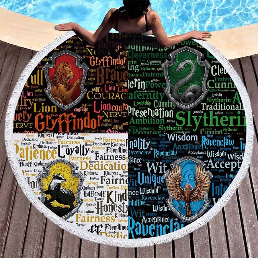 

Lannidaa Cartoon Eagle Round Beach Towel Microfiber Sport Bath Towel Printed Beach Tapestry Yoga Mat Table Cloth Toalla Blanket