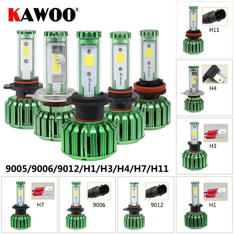 KAWOO K6 9005 9006 H11 H4 9012 H3 H7 H1 яркий светодиодный головной светильник лампы 12V 6000 К Автомобильный светодиодный DIY Цвет и противотуманных фар с возможностью креативного светильник аксессуары