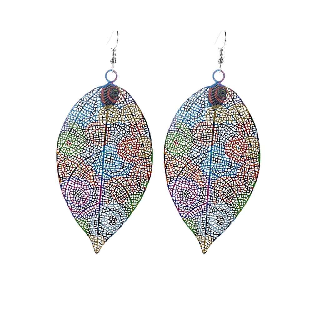 

Zerotime #H5 2019 fashion Multicolor Large Openwork Leaf Earrings Women's Gift simple brinco Ohrring Wholesale Free Shipping