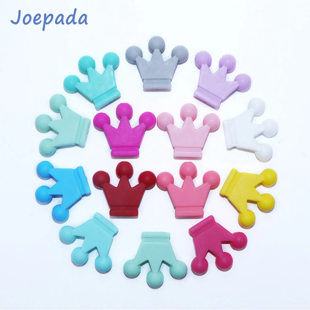 Joepada 100pcs Crown Beads Silicone Teething Toys Pearl Food Grade For Silicone Pacifier Chain Making DIY Baby Teething Gift