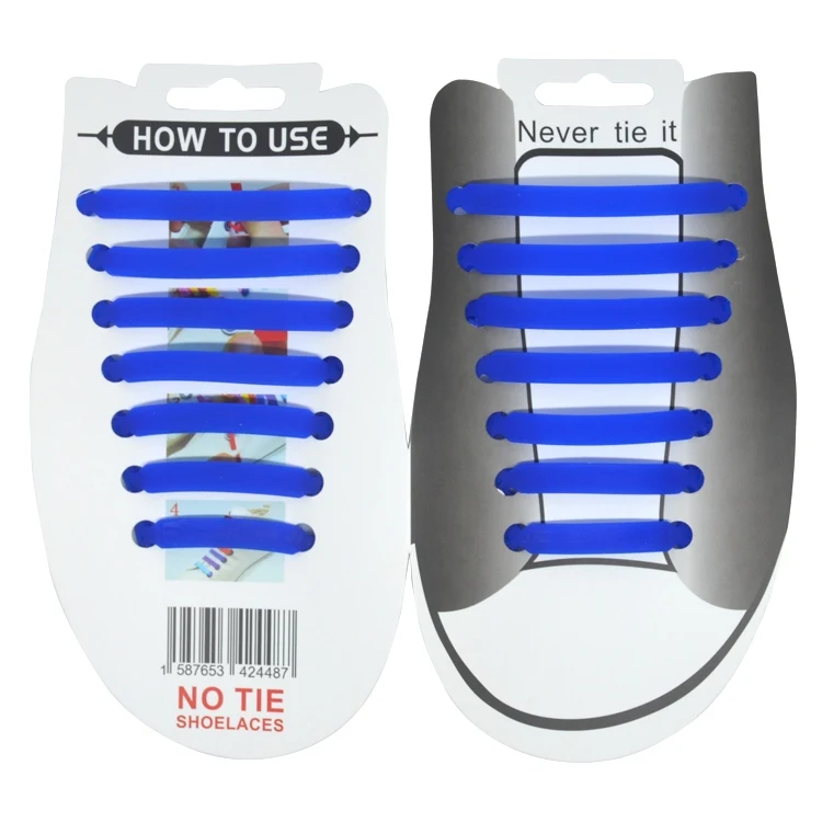 14 шт. модные спортивные беговые шнурки для мужчин и женщин, эластичные силиконовые шнурки для обуви, Все кроссовки с ремешком - Цвет: Синий