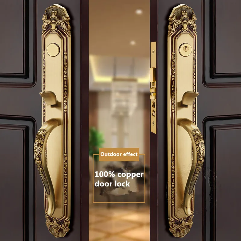US $356.00 COPPER MATERIAL VILLA LOCK ENTRANCE DOOR LOCK FOR DOUBLE DOOR