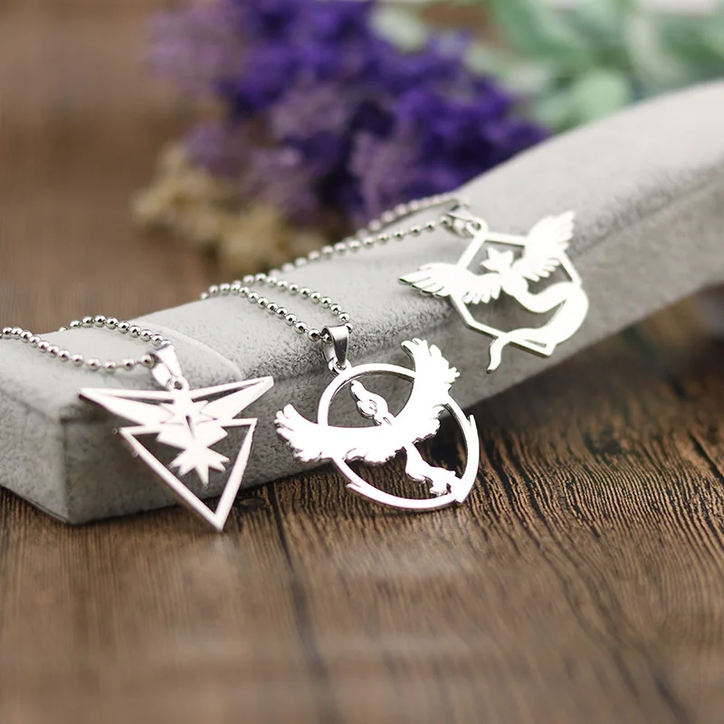

Pokemon Pikachu Brand New Valor Mystic Instinct Beads Chain Metal Pendant Necklace Anime Theme Jewelry For Men Women