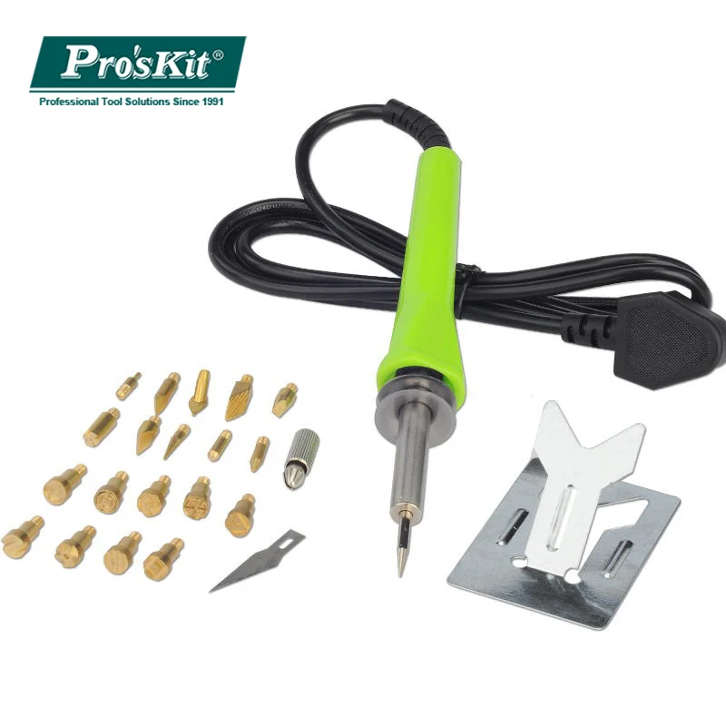 

Pro'skit SI-132H Wood Burning iron hobby knife kit soldering iron 21PCS Pyrography Tool Set with Chiseled Tips Blade